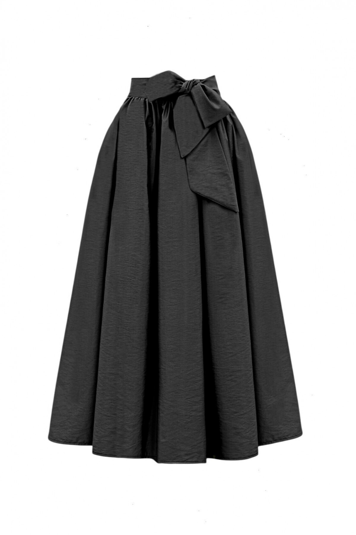Modamorfo  Piliseli Kemerli Paraşüt Etek -siyah