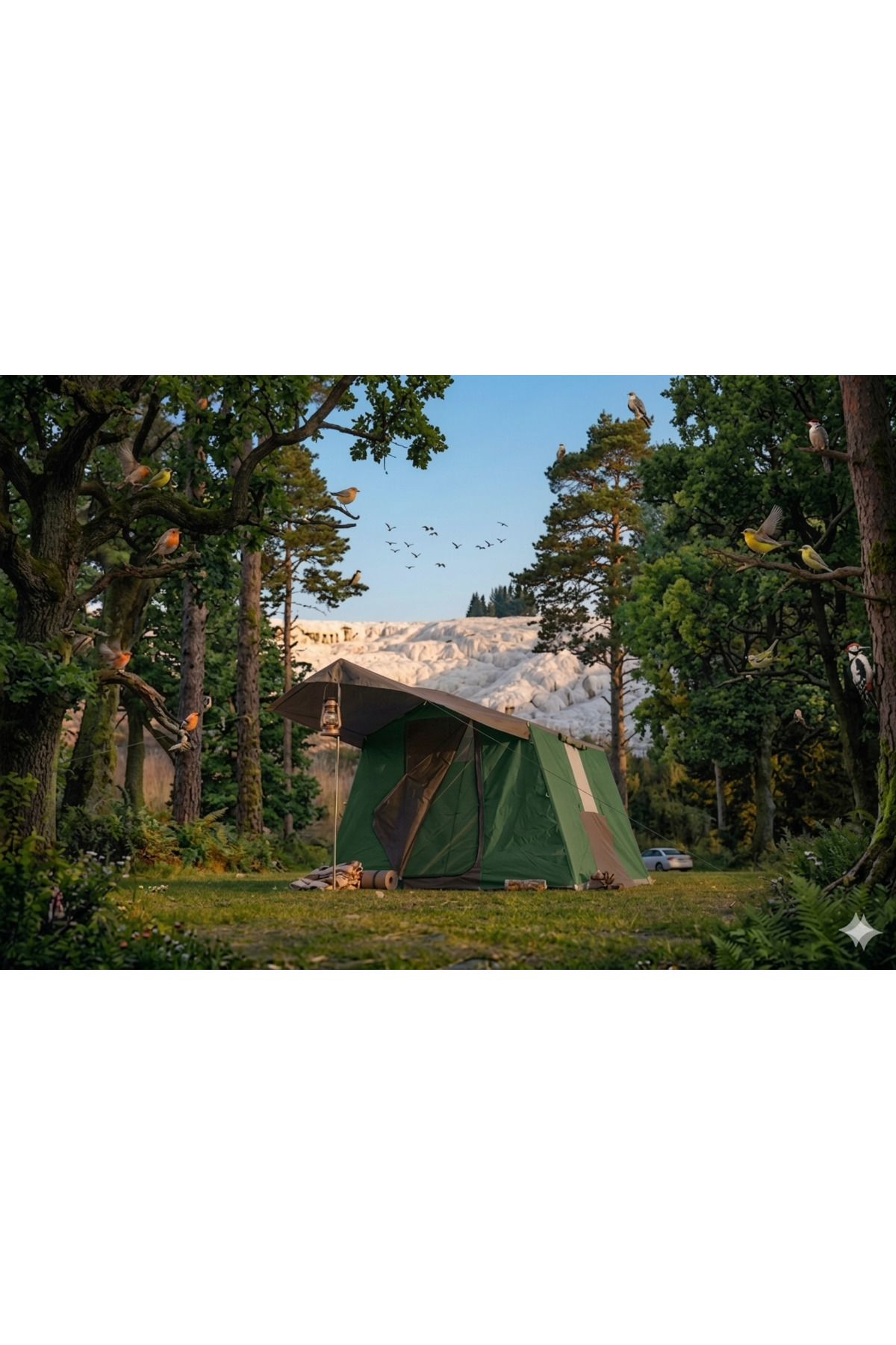 Zey Camping 1 ODA Yeşil Kamp Çadırı orman barınak depo 4-5 kişilik kamp çadır