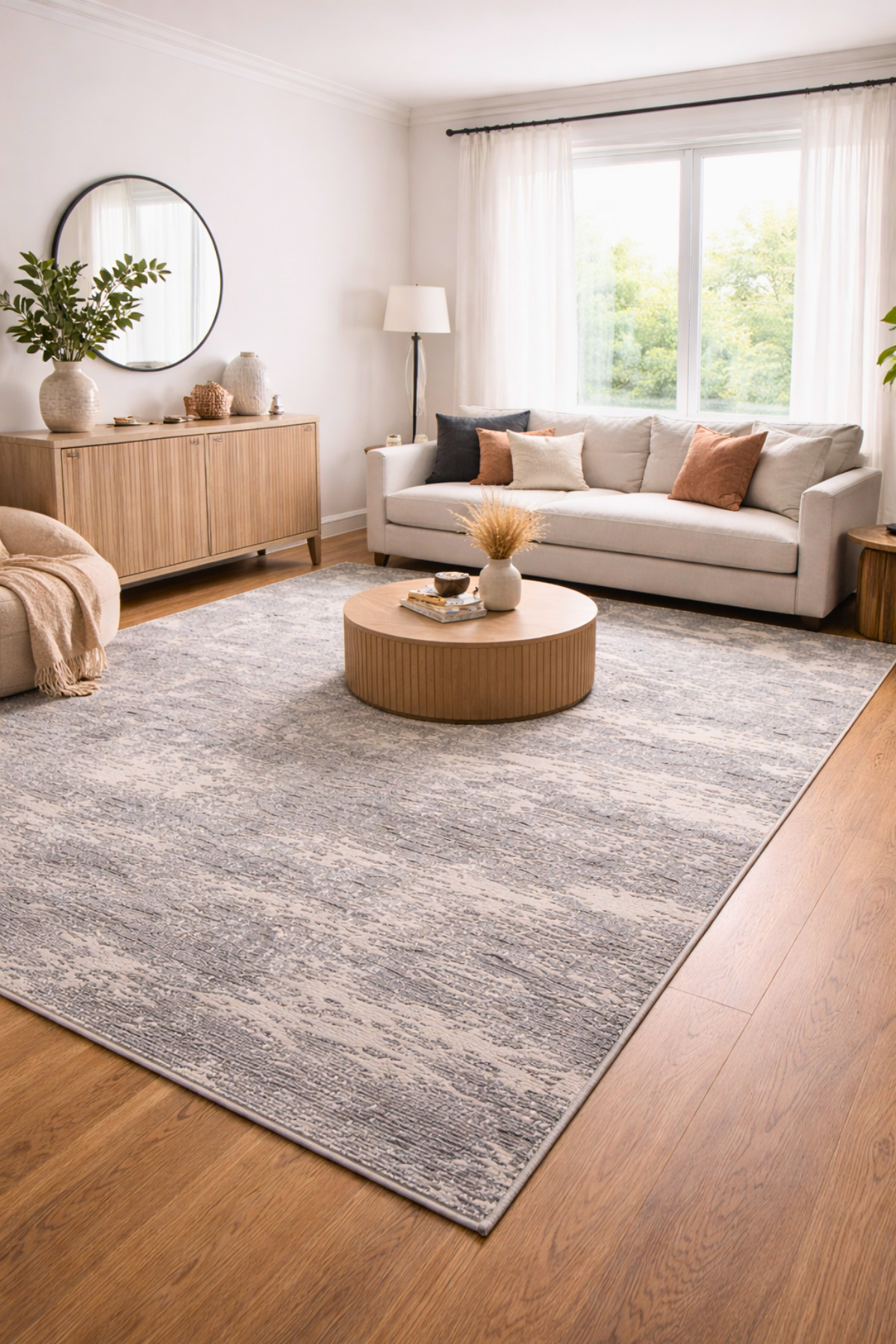 Gümüşsuyu Rustic 17143 Modern Kaymaz Taban Antialerjik Gri Salon