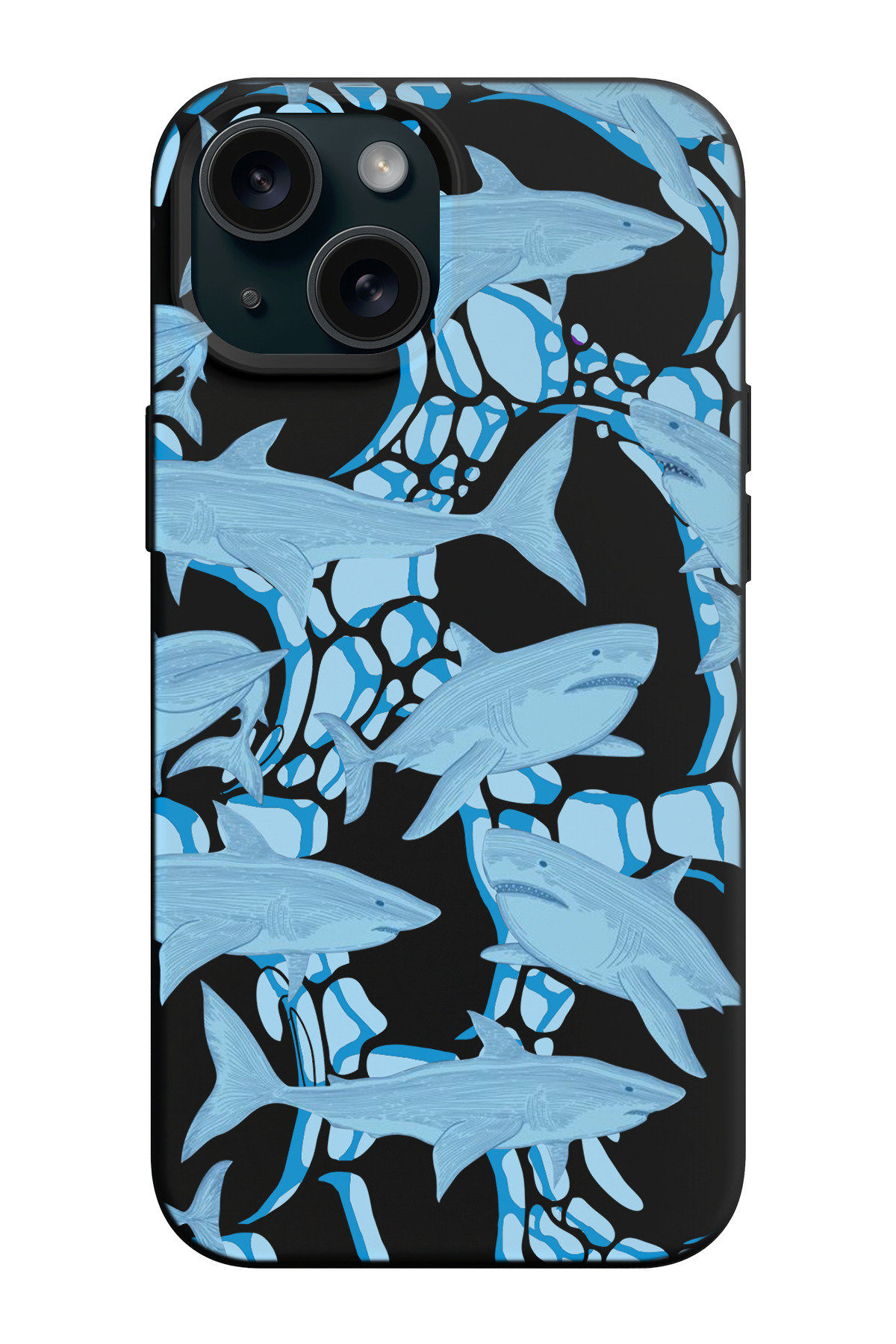iPhone 14/13 Compatible Shark Patterned TPU Suede Silicone Launch Phone Case