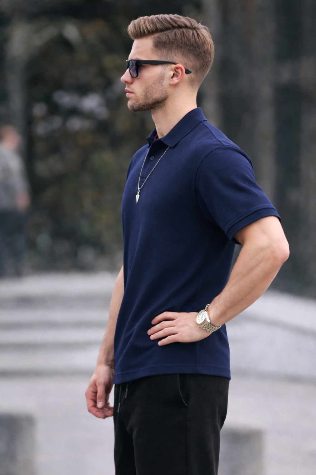 COMBİNE MİCHAİL Erkek Basic Relax Lacivert Polo Yaka Tişört görsel 6