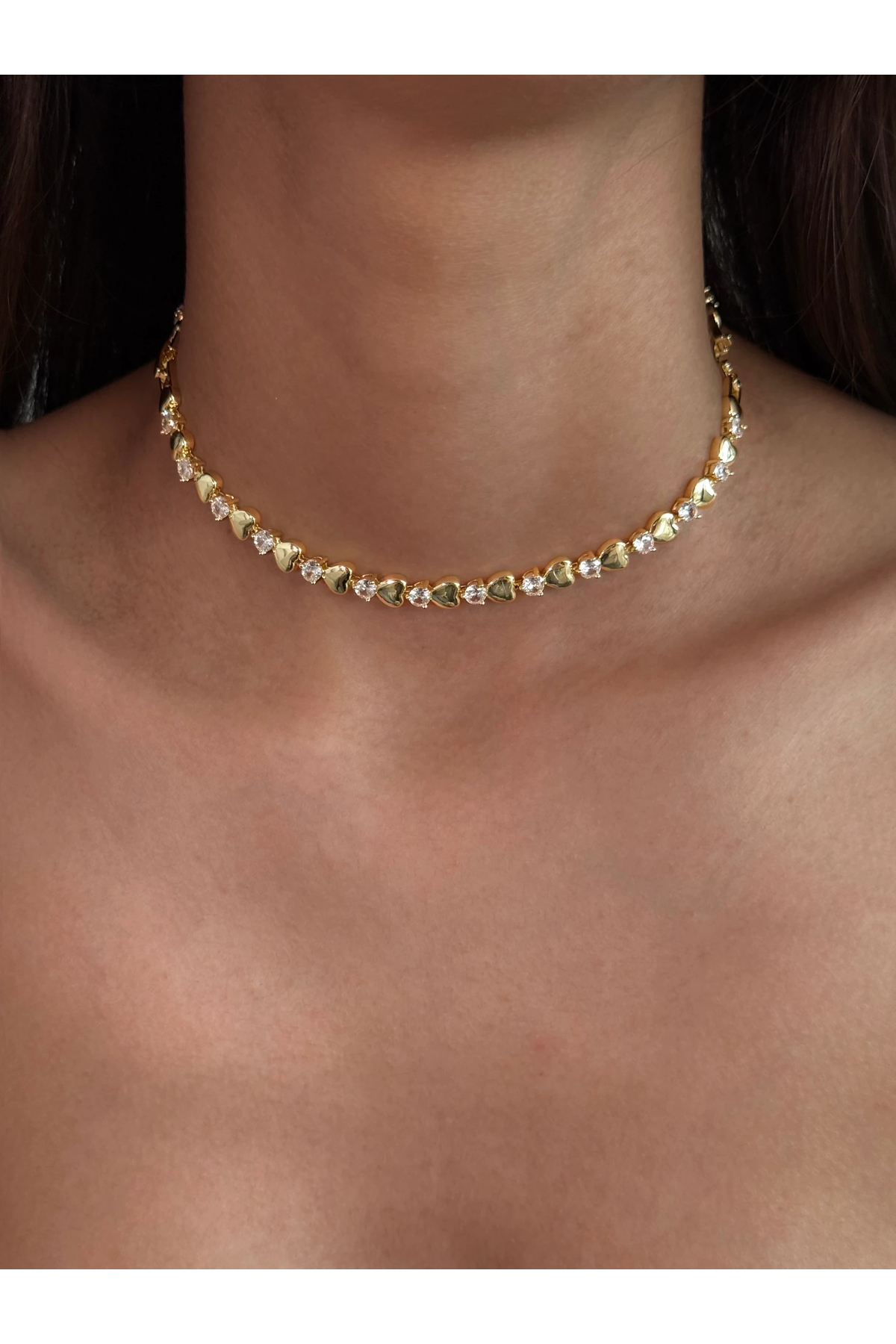 h&b design jewel Çelik Gold Taşlı Kalp Choker - Fiyatı, Yorumları