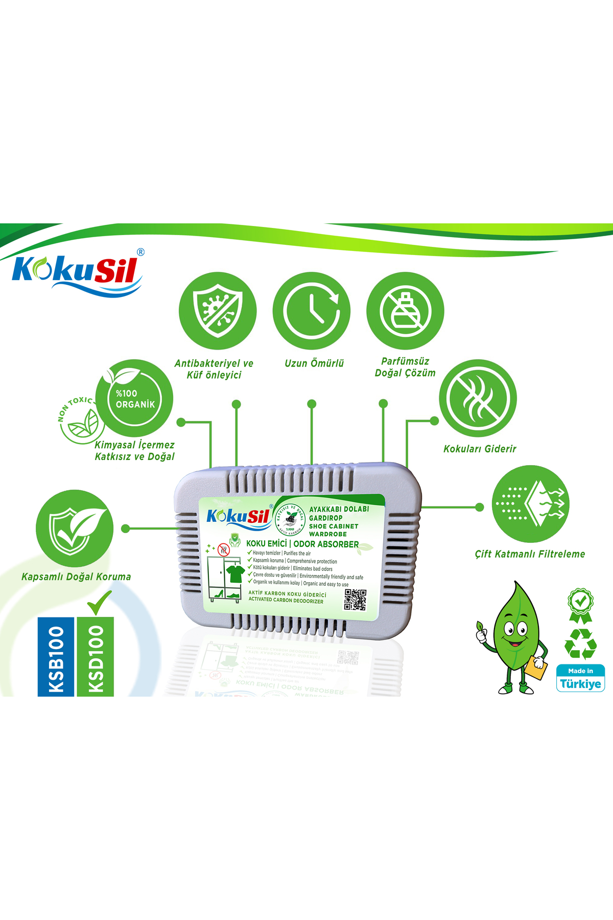 Ayakkabı Dolabı Koku Giderici ve Koku Emici 2 li Paket — KSD200 — تصویر 5 از 7