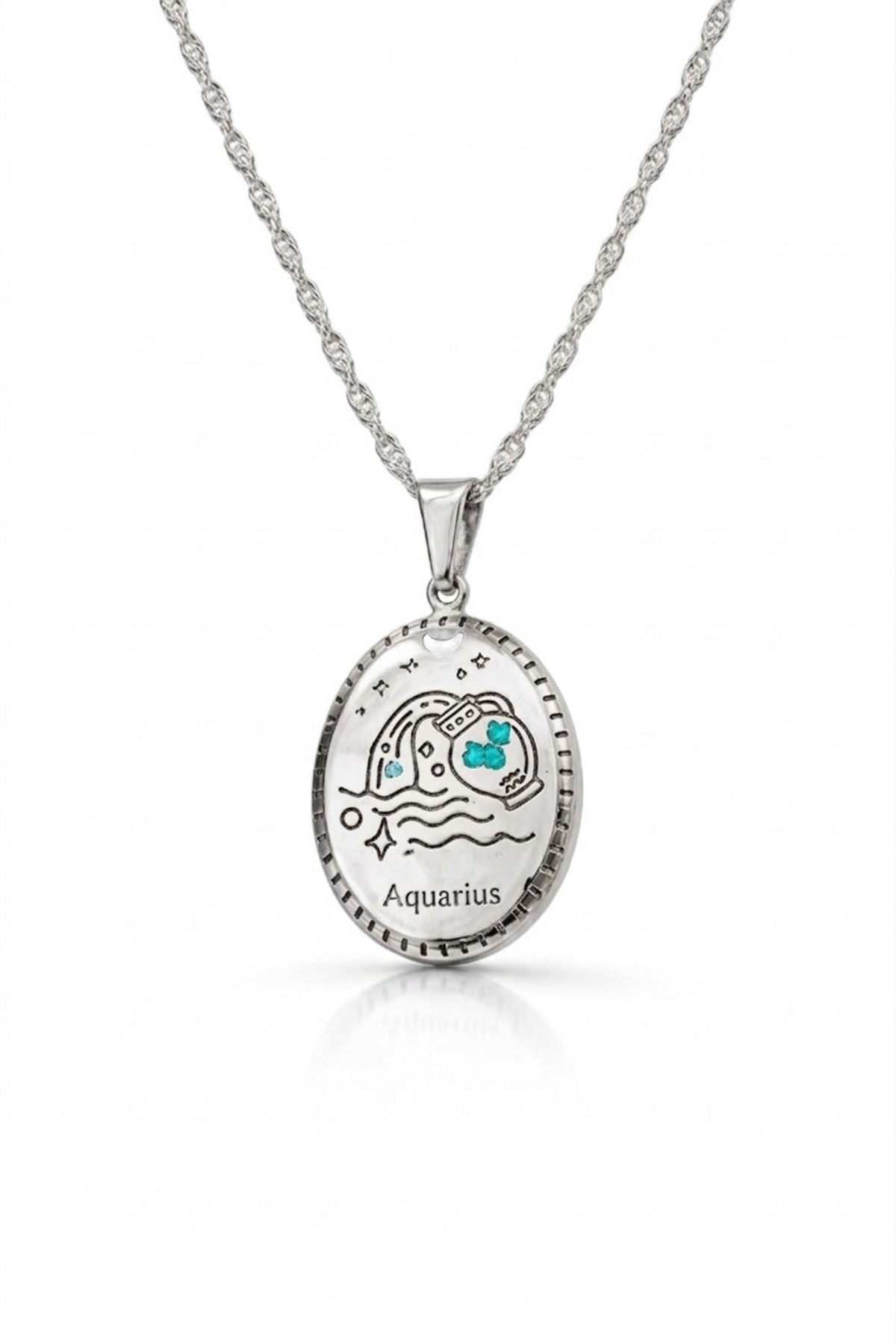 Aquarius (Kova Burcu) Gold Renk Çelik Kolye