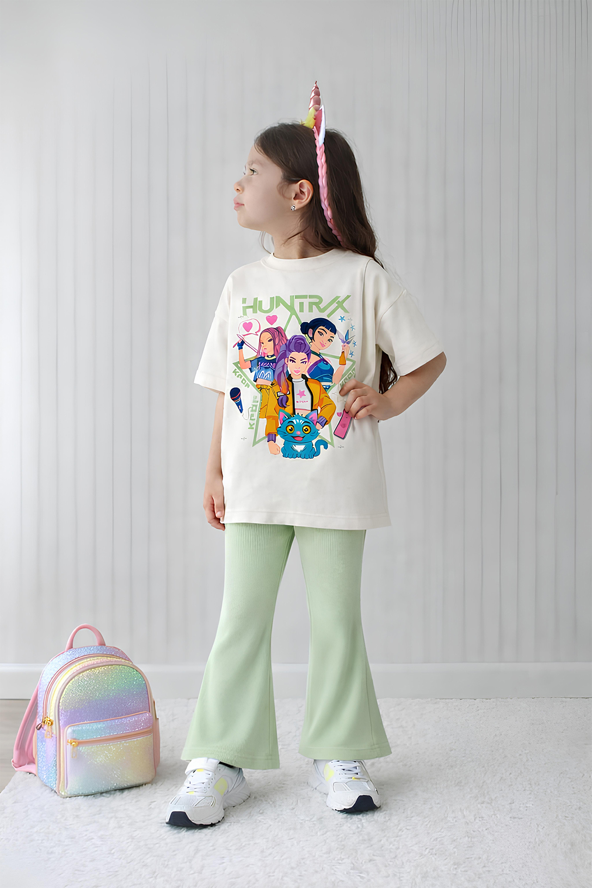 Belya Kids Wear Girl's Full-Fit Top Oversize Bottom Leggings Hun Design33 Top...