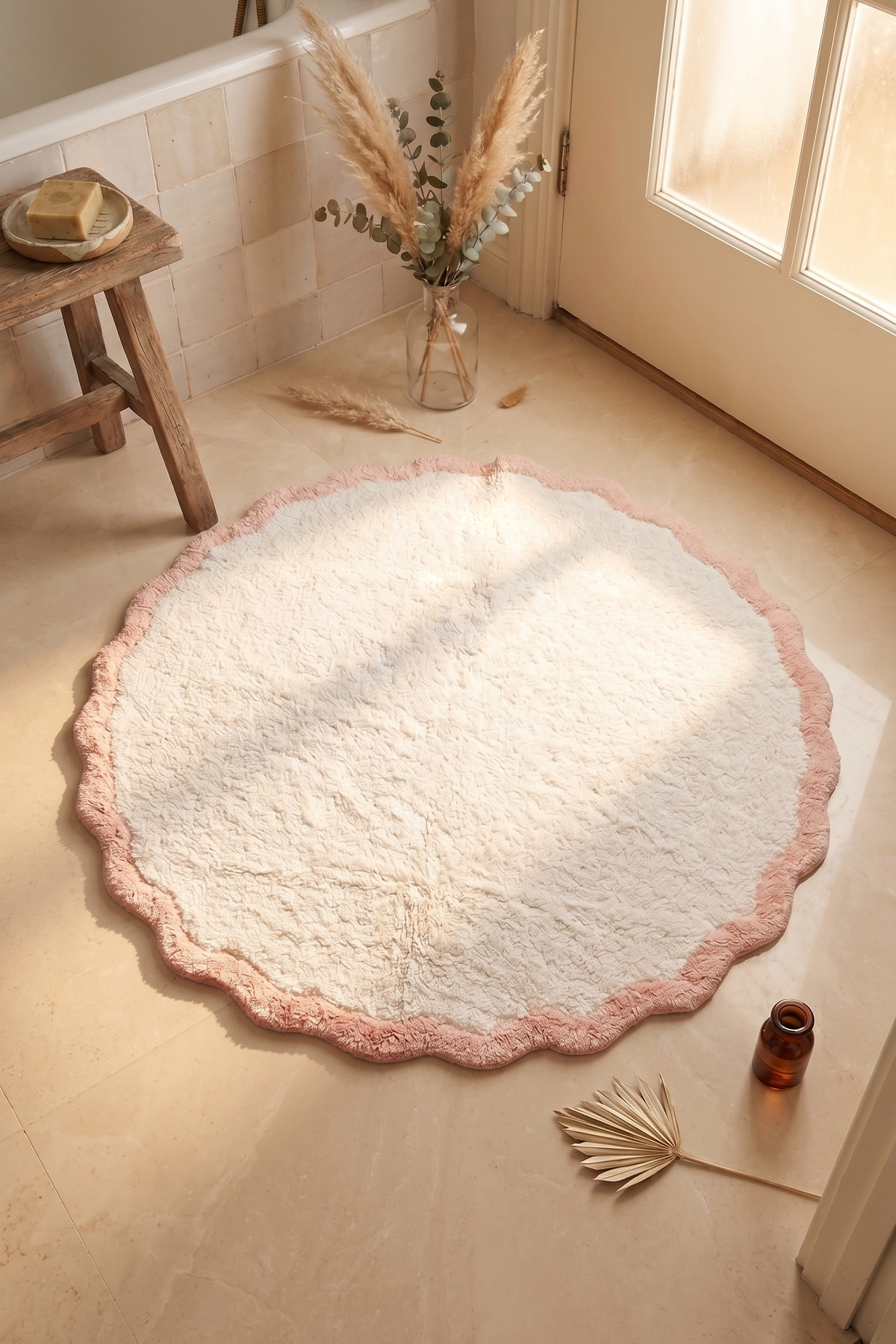 Amalfi 100% Cotton, Hand-Woven Bath Mat Pink 100x100
