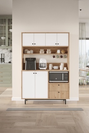 Yurupa Latte Serisi Kahve Köşesi Çok Amaçlı Dolap Mutfak Dolabı Sepet-Beyaz L...