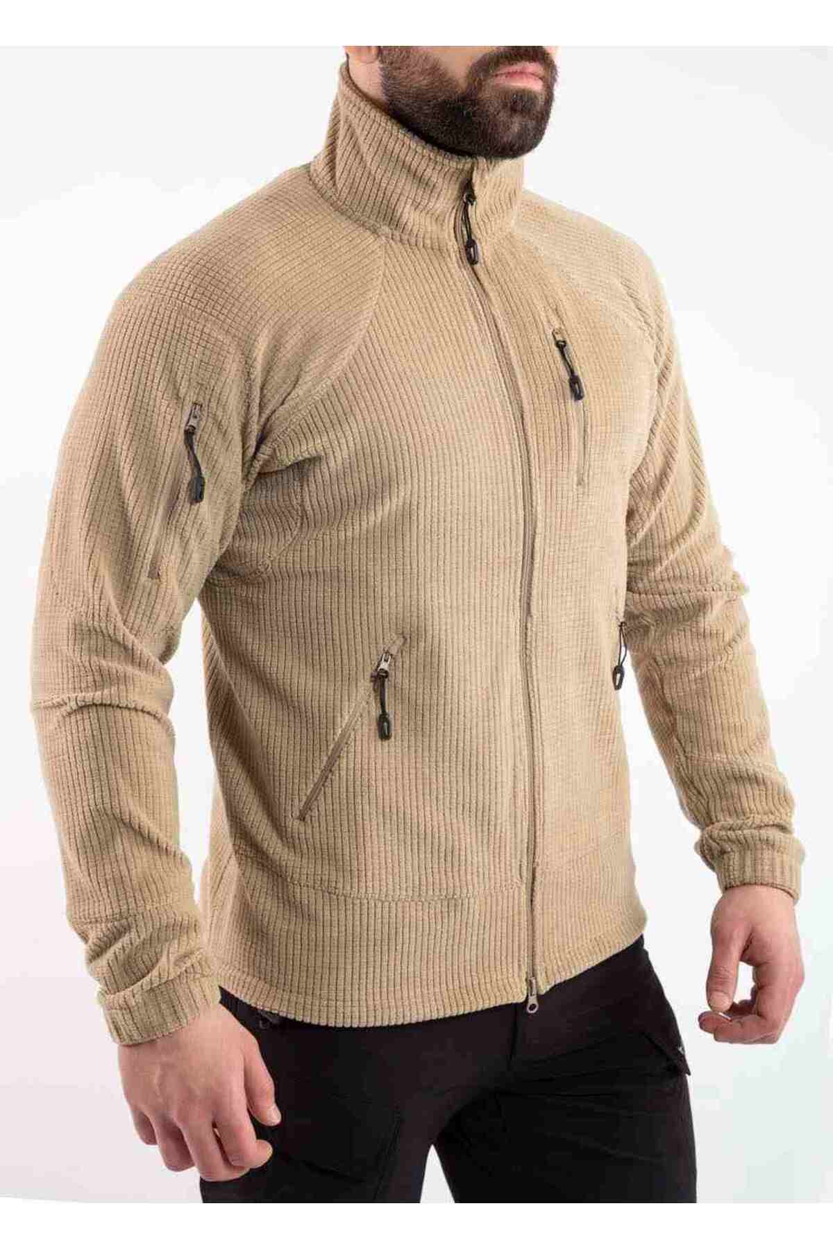 Taktik Outdoor Erkek Petek Polar Sweatshirt Tüylenmez POLTAC04 — بژ 8682930301475 — تصویر 3 از 5