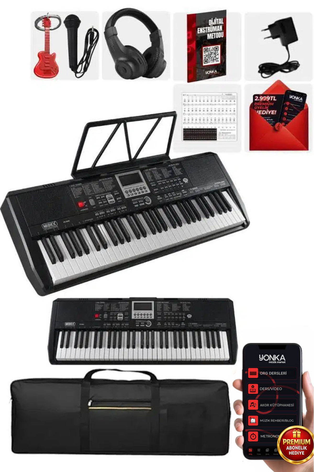 Midex Ps-1800bk-h 61 Tuşlu Kaliteli Org Dijital Ekranlı Kulaklık