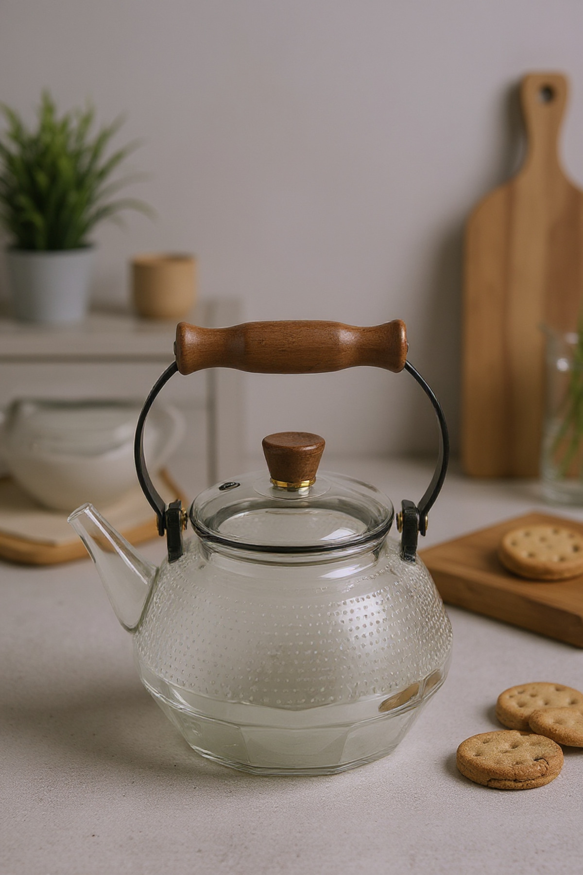 Sven Metal Coated Glass Teapot 1200ml
