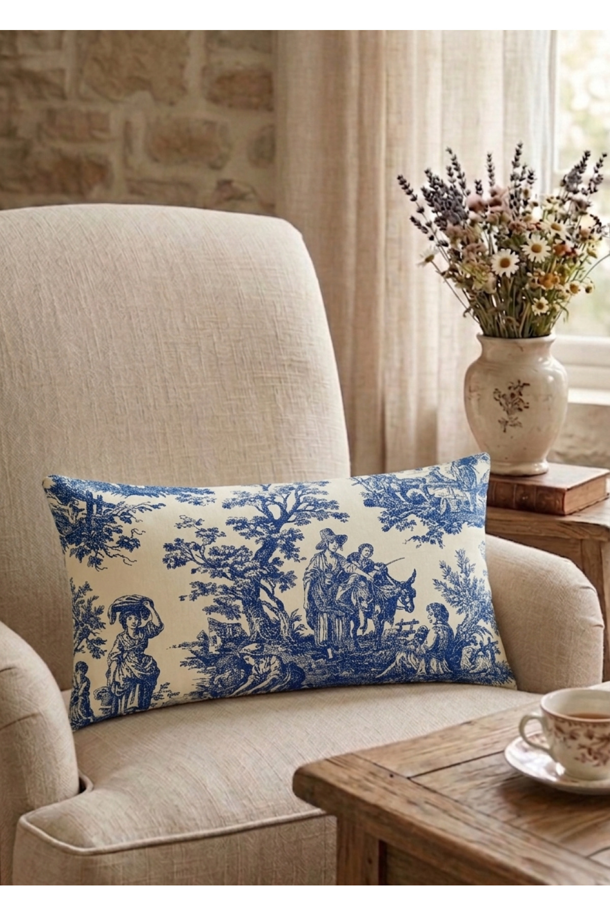 Single 30x50 Cm Rectangular French Peasant Rustic Vintage Decorative 1 Pc Pillow Cushion Cover