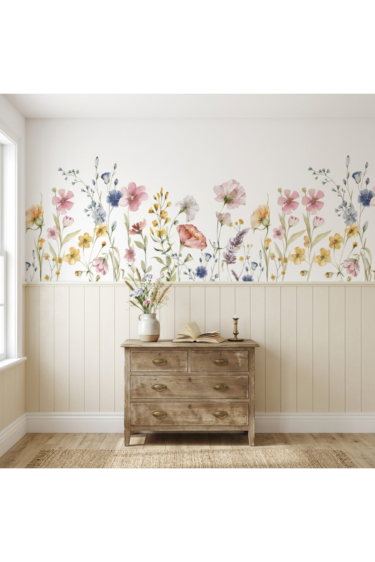 Minimal Pastel Floral Pattern Wallpaper