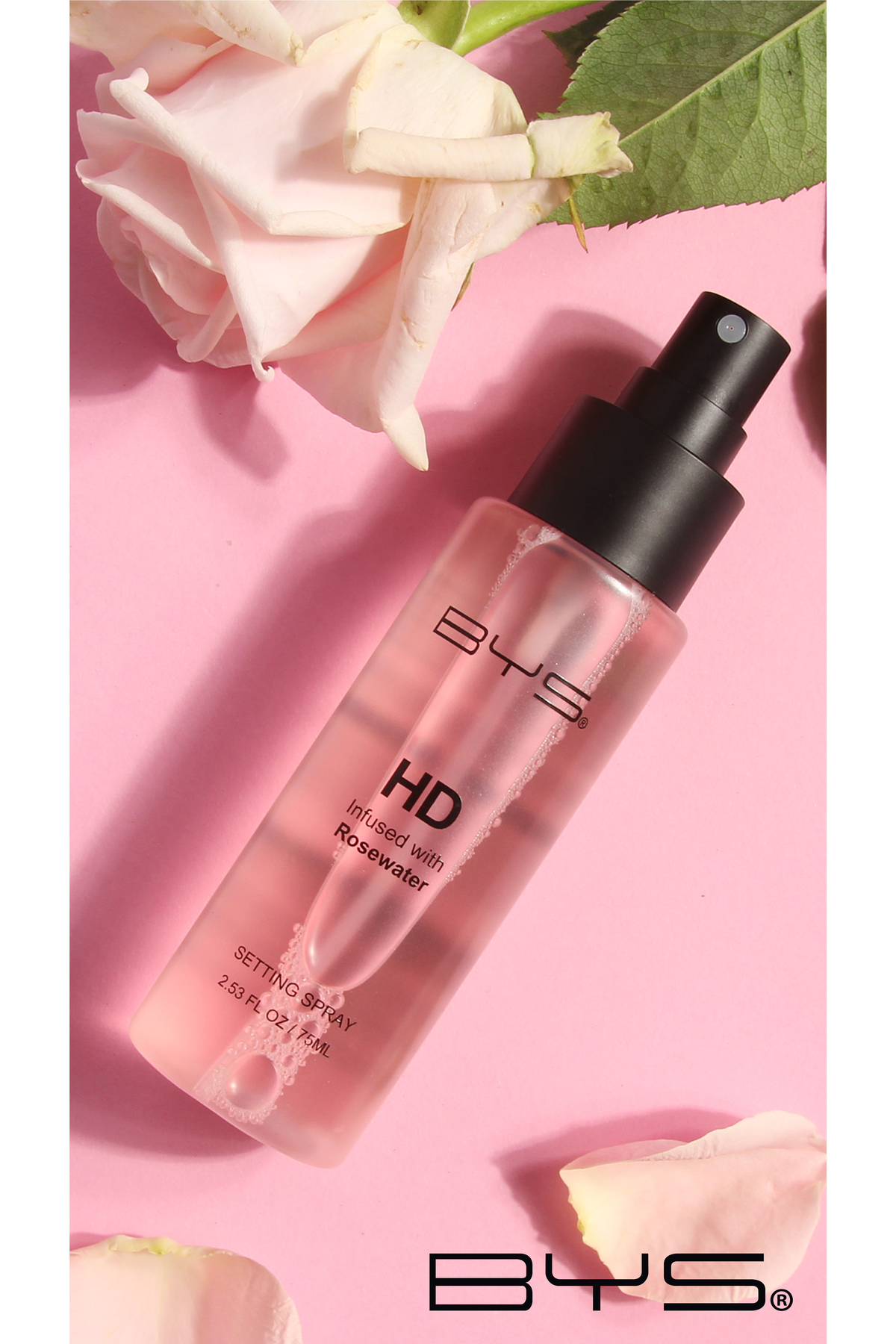 اسپری تثبیت کننده آرایش BYS مدل HD با گلاب (بر پایه گلاب، اسپری تثبیت کننده آرایش و طراوت بخش) — 9313880599917 — تصویر 3 از 4