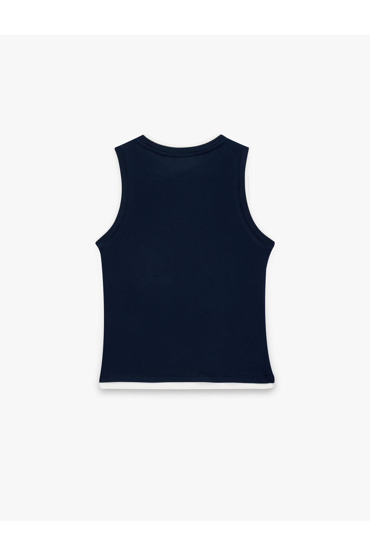 Koton Renk Kontrastlı Katmanlı Slim Fit Bisiklet Yaka Kolsuz Fitilli Bluz görsel 4