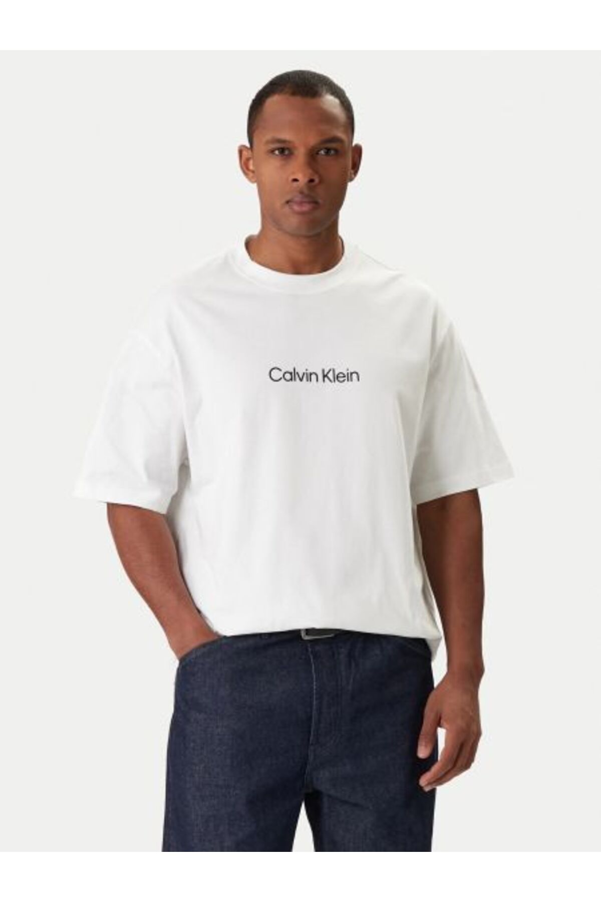 Calvin Klein FEHÉR LOGÓS FÉRFI PÓLÓ