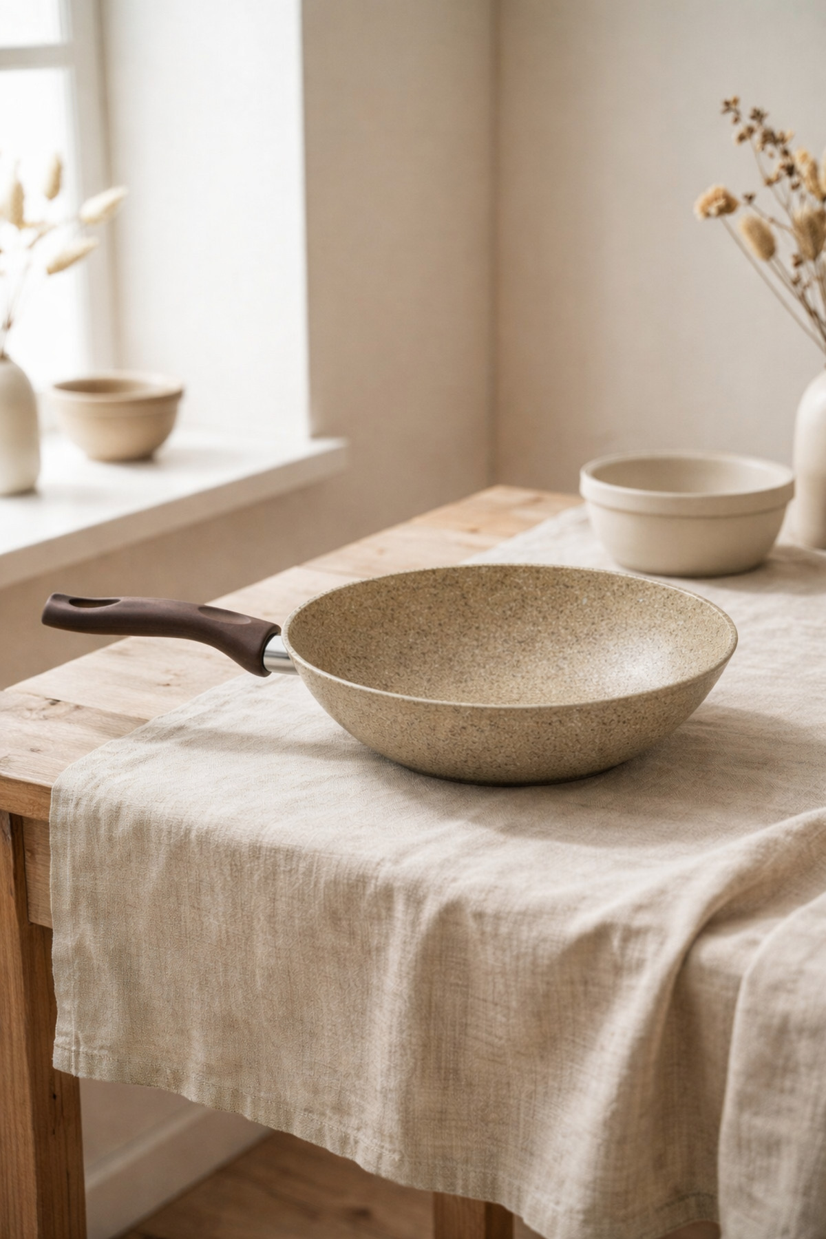 Creamy Granite Wok Pan 28 Cm