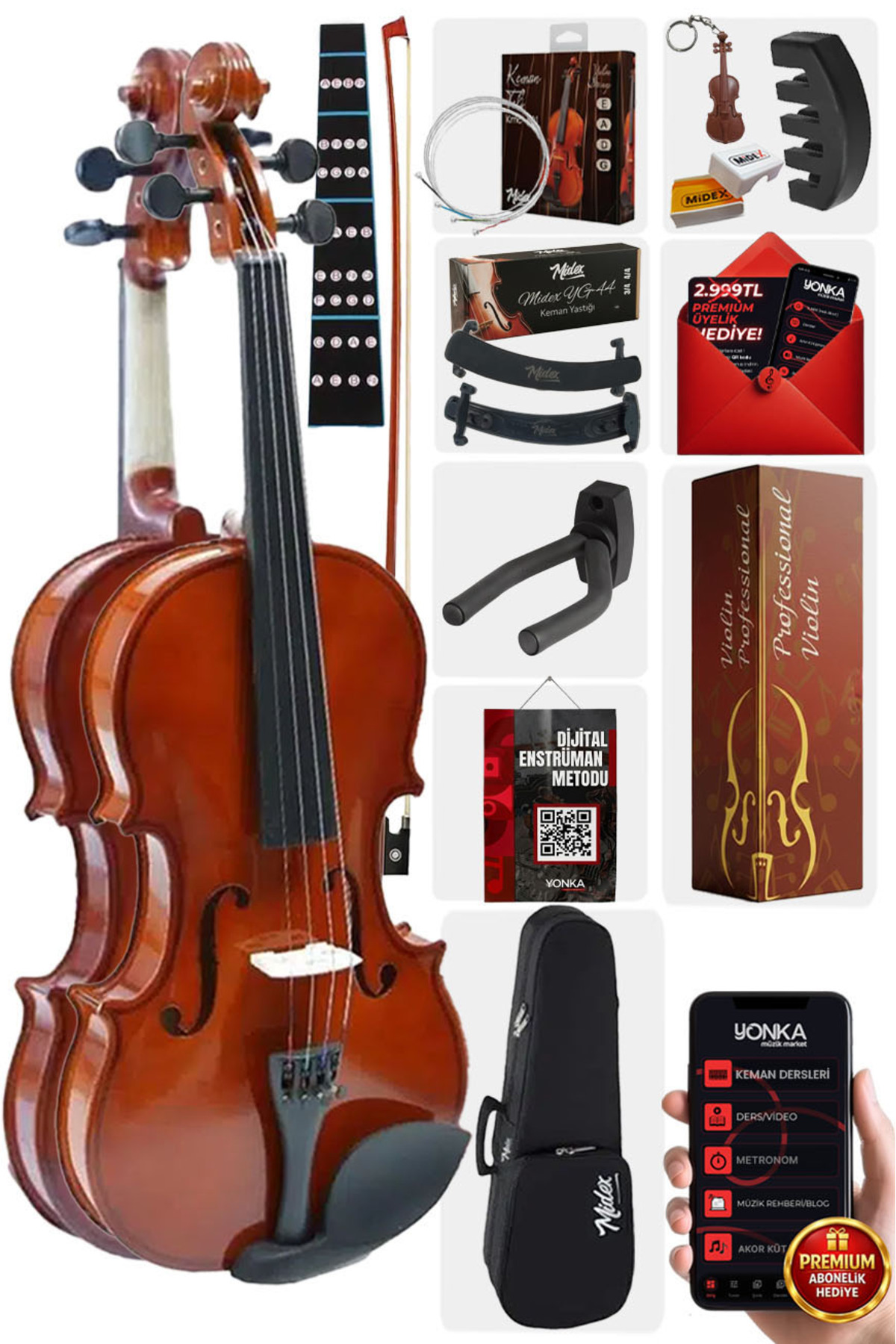 Midex Cvl-743-pak Full Set Çocuk Kemanı Keman 3/4 (YASTIK