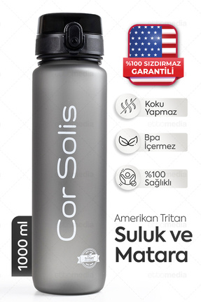 Cor Solis Suluk ve Matara Tritan 1050ml, Sağlıklı, Koku Ve Su Akıtma Yapmaz, ...