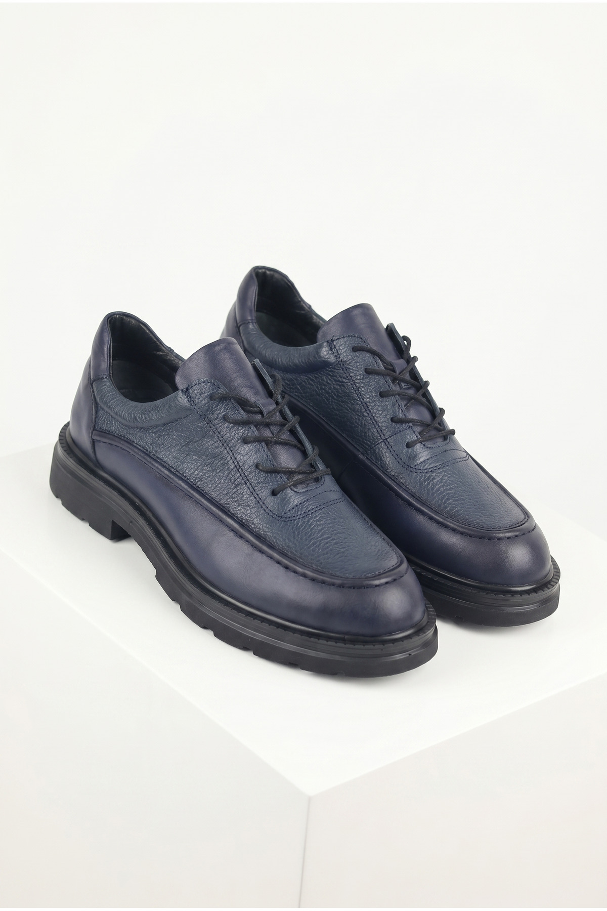 Navy Blue 100%Genuine Leather Men's Classic Shoes Orthopedic Sole VT80