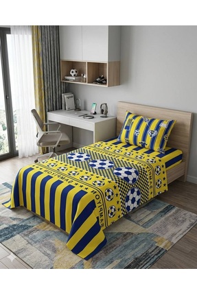 ŞENER HOME Taraftar Desenli Çarşafı Lastikli Tek Kişilik Pike Takımı - Sarı-L...