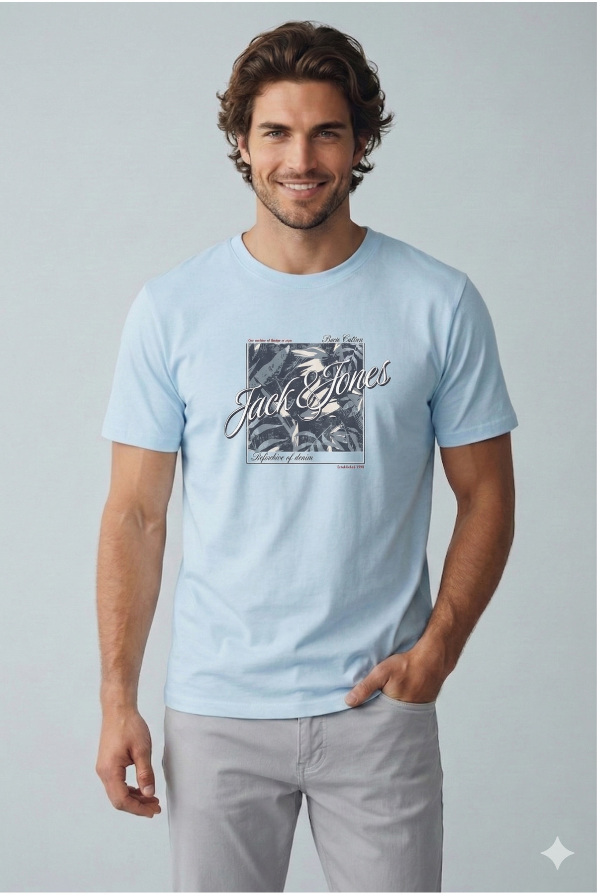تی شرت مردانه طرح Jjhonolulu Shape Celestial Light Blue کد ۱۲۲۸۸۰۸۸ جک اند جونز تی شرت Jack & Jones