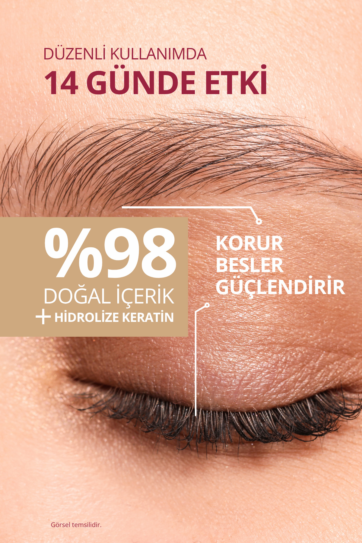 Besleyici, Güçlendirici Kaş & Kirpik Serumu, %98 Doğal Formül Keratin ve E Vitamini İçerikli 20 ml — 8699649008014 — تصویر 4 از 8