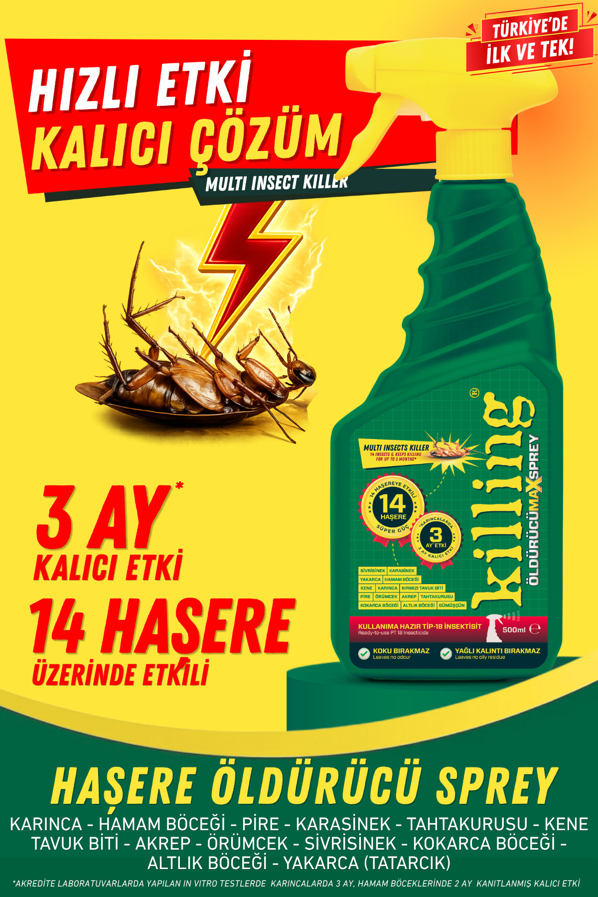 Killing Max Sprey 500 ml – Böcek İlacı Karınca 3 Ay Etkili 14 Haşere Hamam Böceği Pire Tahtakurusu - Fiyatı, Yorumları