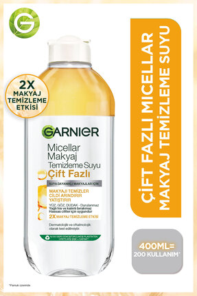 Garnier Çift Fazlı Micellar Kusursuz Makyaj Temizleme Suyu 400 ml, Suya Dayan...