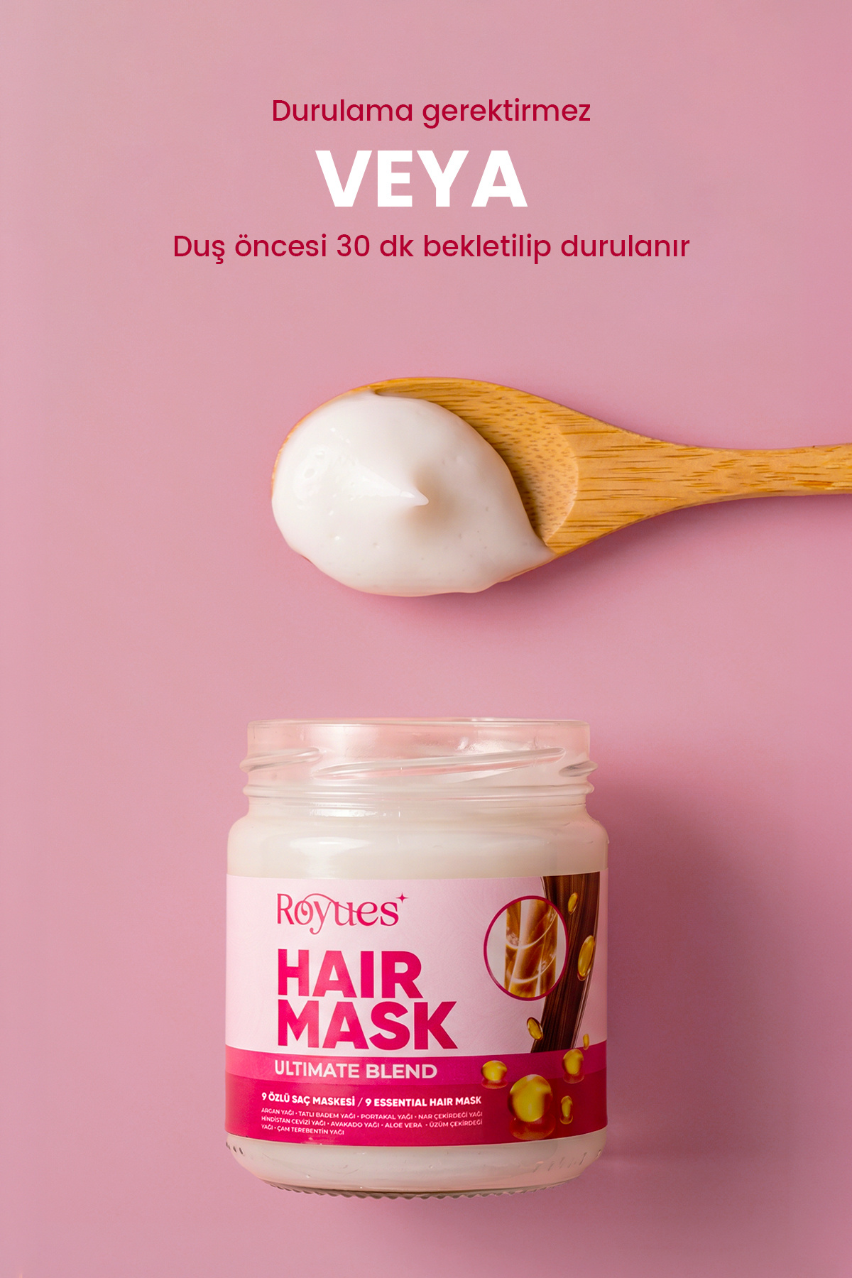 Nemlendirici Saç Maskesi 190 ml | Kuru ve Yıpranmış Saçlar İçin Yoğun Nem Bakım Maskesi — RYSHAIRMASK01 — تصویر 6 از 9