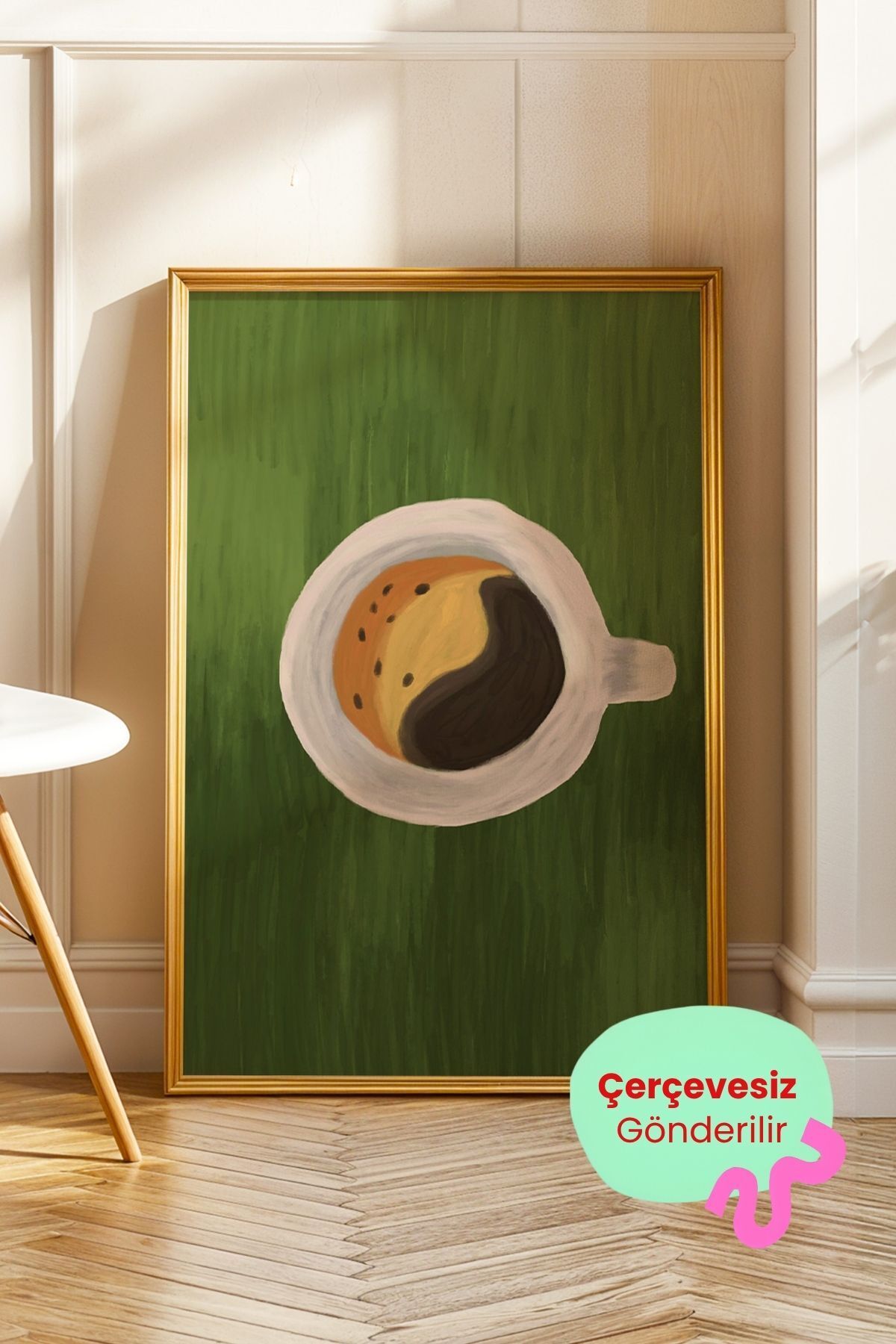 Minimal Kahve Fincanı Poster Modern Mutfak ve Kafe Duvar Dekoru Çerçevesiz