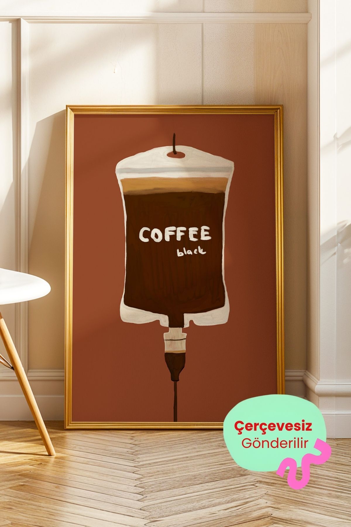 Kahve Tablo Coffee Yazılı Poster Modern Mutfak Duvar Dekoru Çerçevesiz
