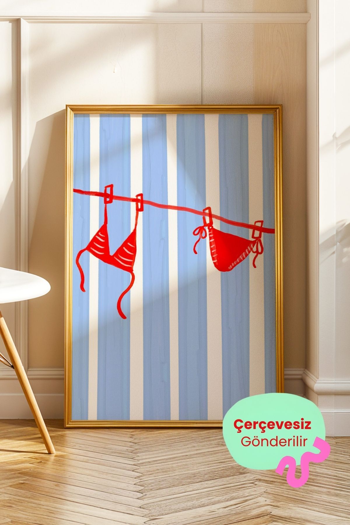 Bikini Tablo Yazlık Plaj Temalı Modern Poster Duvar Dekoru Çerçevesiz