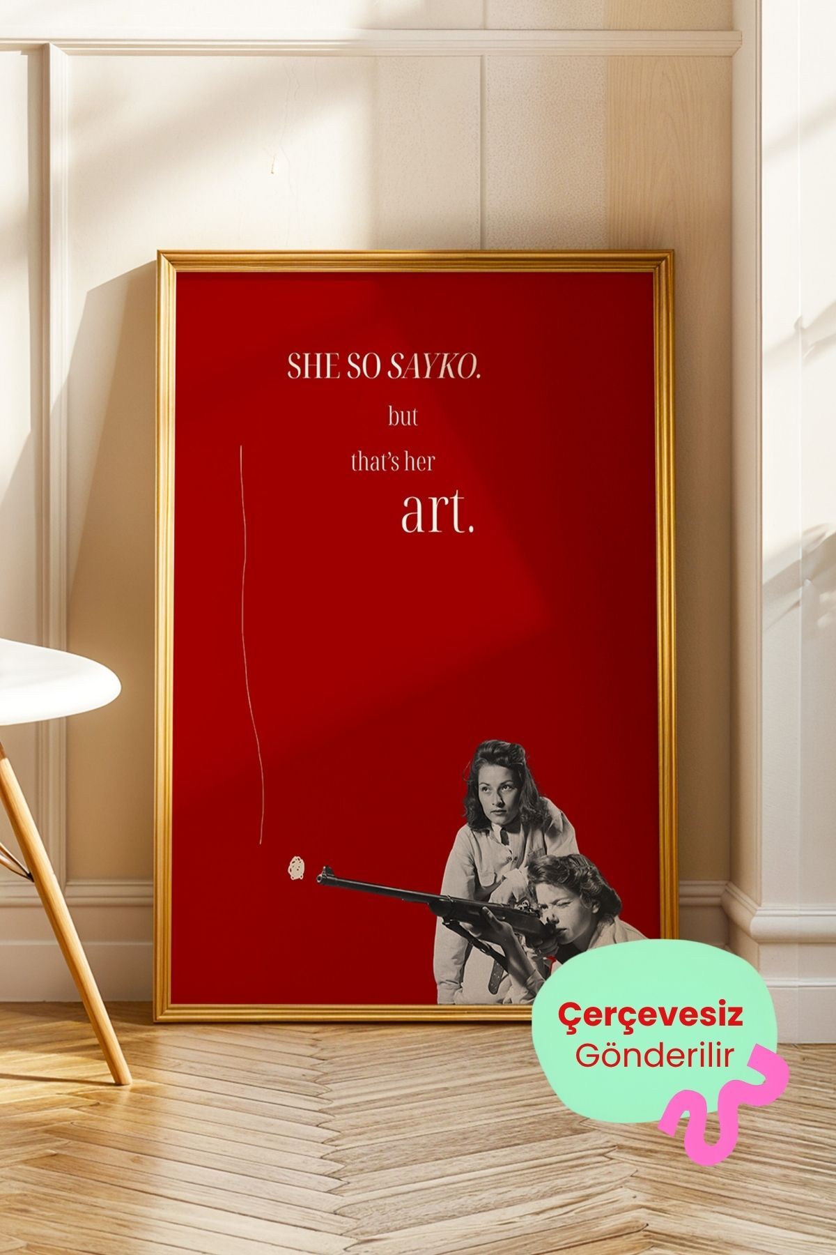 Kırmızı Kadın Temalı Yazılı Tablo Feminist Kolaj Modern Poster Duvar Dekoru Çerçevesiz
