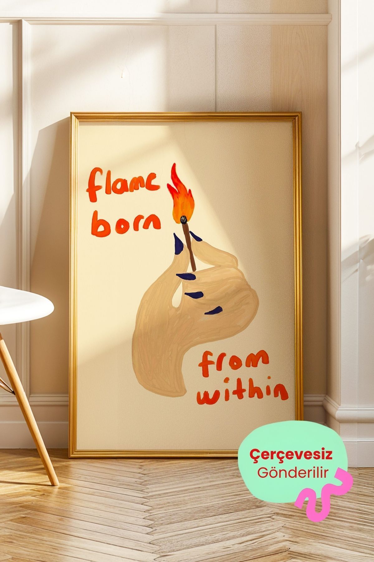 Yazılı Modern Tablo Flame Born From Within Poster Duvar Dekoru Çerçevesiz