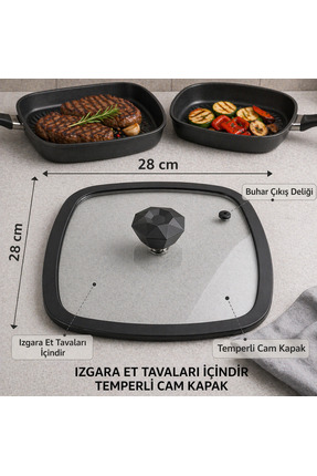 arcaK2 Diamond Kare 28X28 Silikon Cam Kapak ve Elmas Kulp
