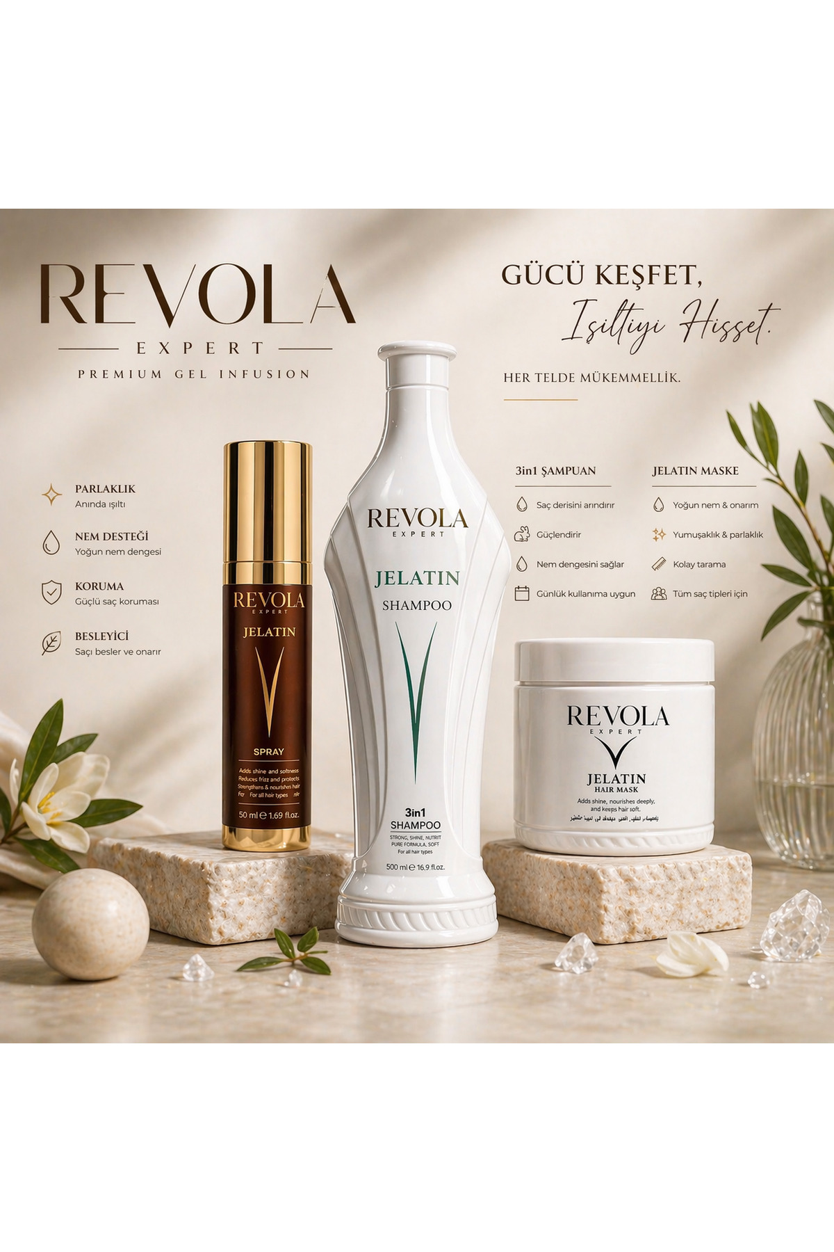 REVOLA EXPERT revola jelatin keratin bakım şampuanı 500ml jelatin