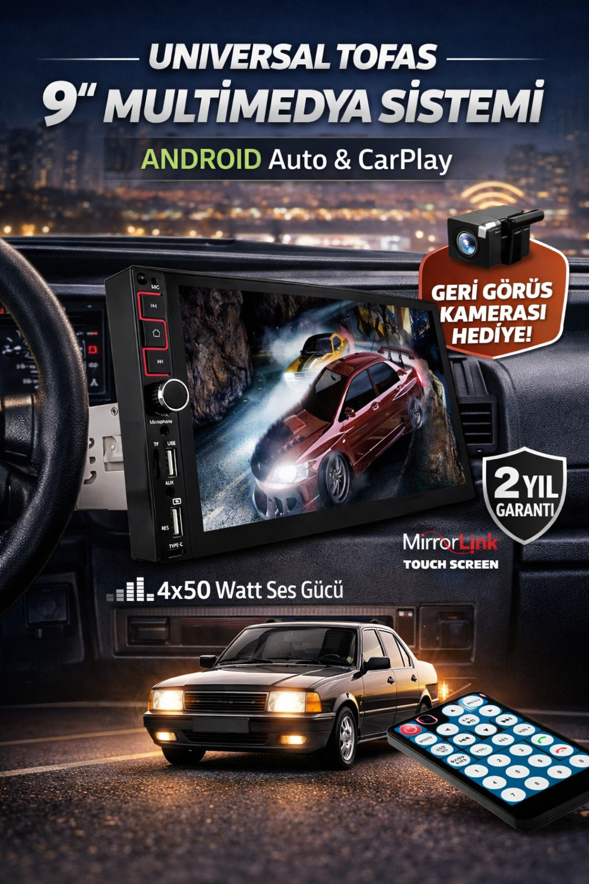 audiobahn Hayalet Ekran 7inç Türkçe Menü Double Teyp Usb Aux
