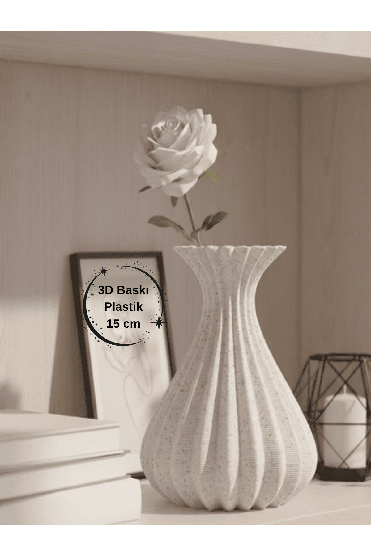 Vase Modern Aesthetic 3D Printing, Decorative, Bohemian Marble Pattern, 15cm, Plastic