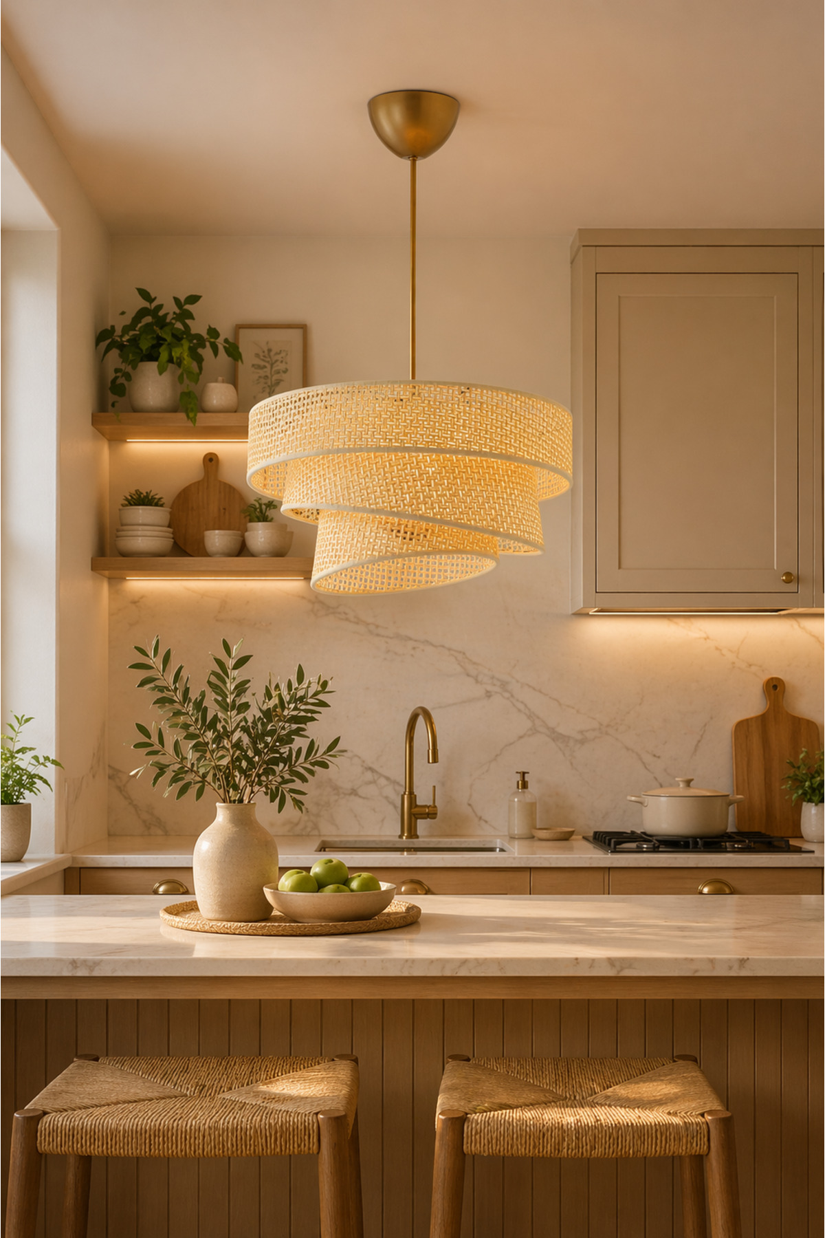 Nisa Luce 3 Tier Cake Pendant - Cream • • Rattan Chandelier Pendant Living Room Chandelier Entrance Kitchen