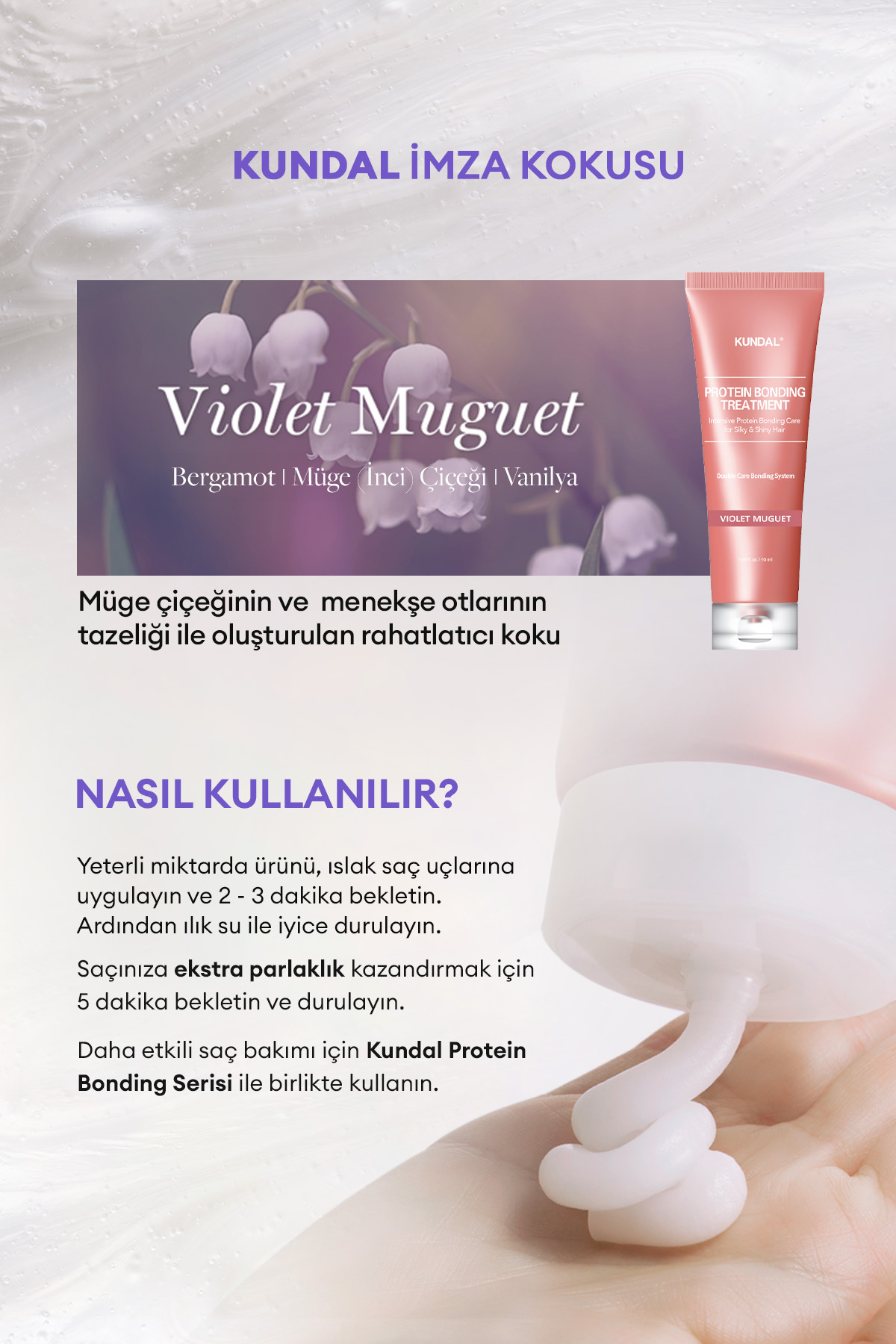 Yoğun Onarıcı ve Isı Koruyucu Bakım Kremi Protein Bonding Treatment 50ml Violet Muguet — 9250 — تصویر 7 از 9