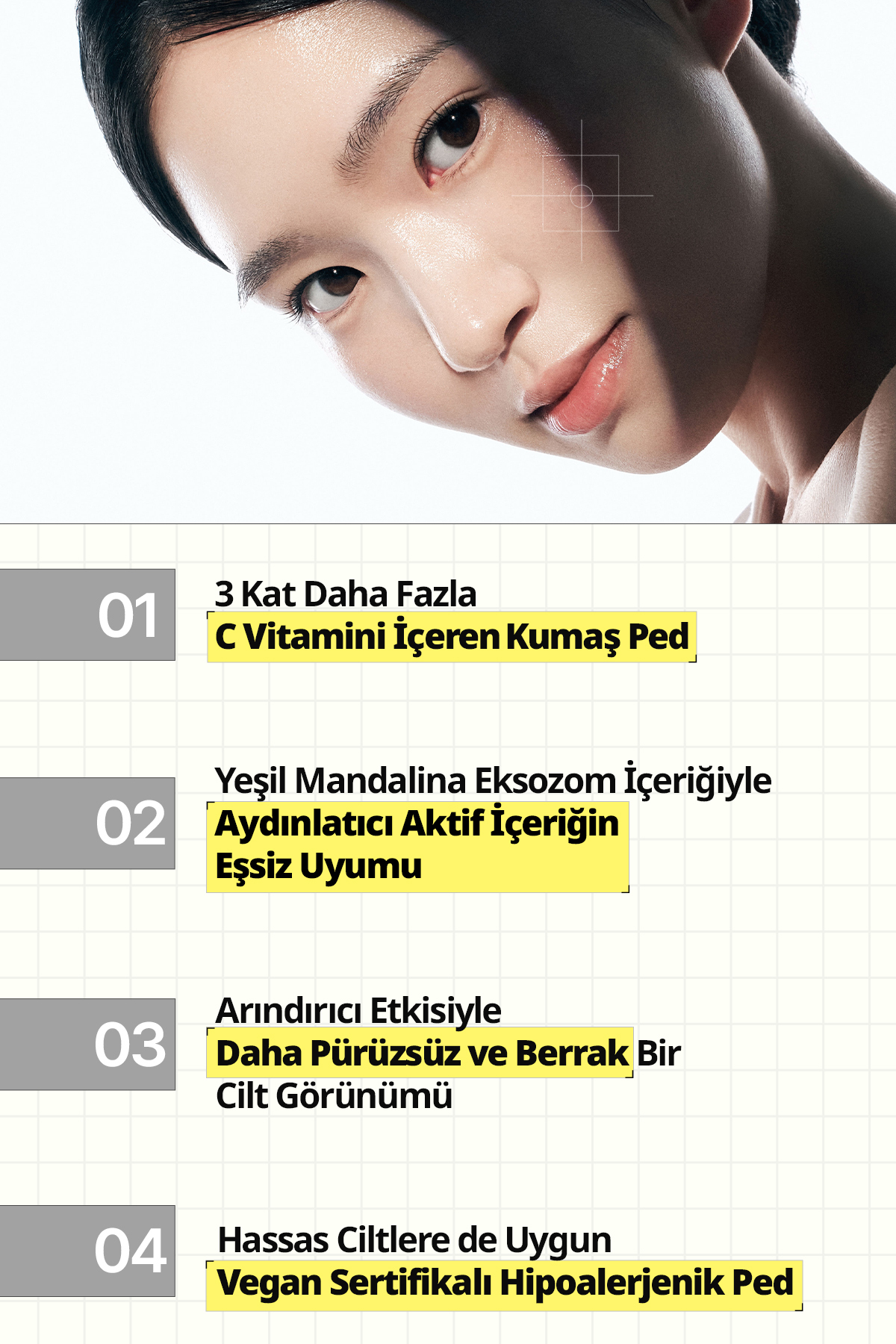 Yeşil Mandalina Özlü, Leke Karşıtı Tonik Ped GOODAL Green Tangerine Vita C Dark Spot Care Pad α 70Ad — 6929 — تصویر 4 از 9