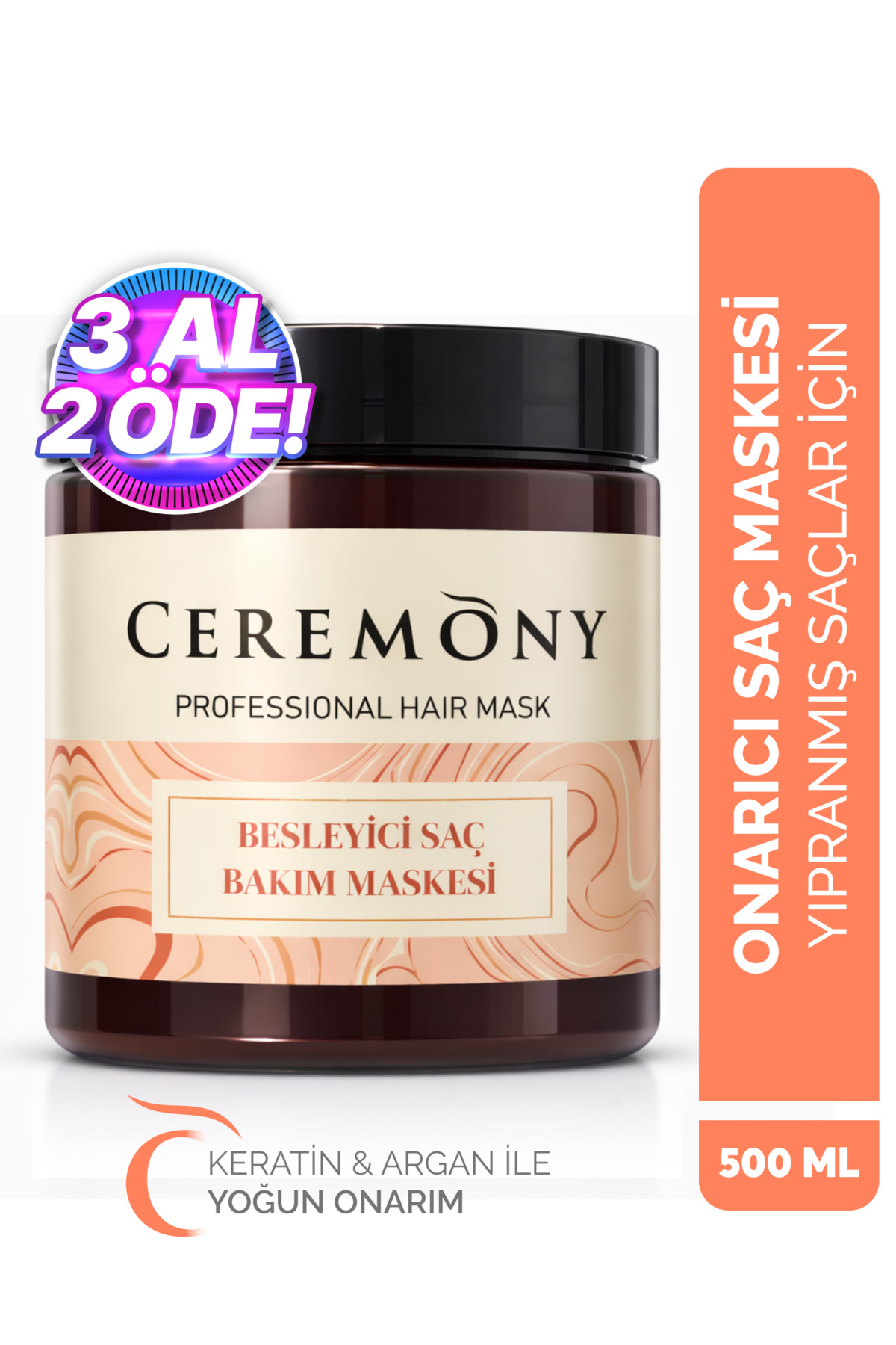 Ceremony Saç Maskesi 500 ml | Yıpranmış Saçlara Onarıcı Keratin & Argan Bakım - Fiyatı, Yorumları