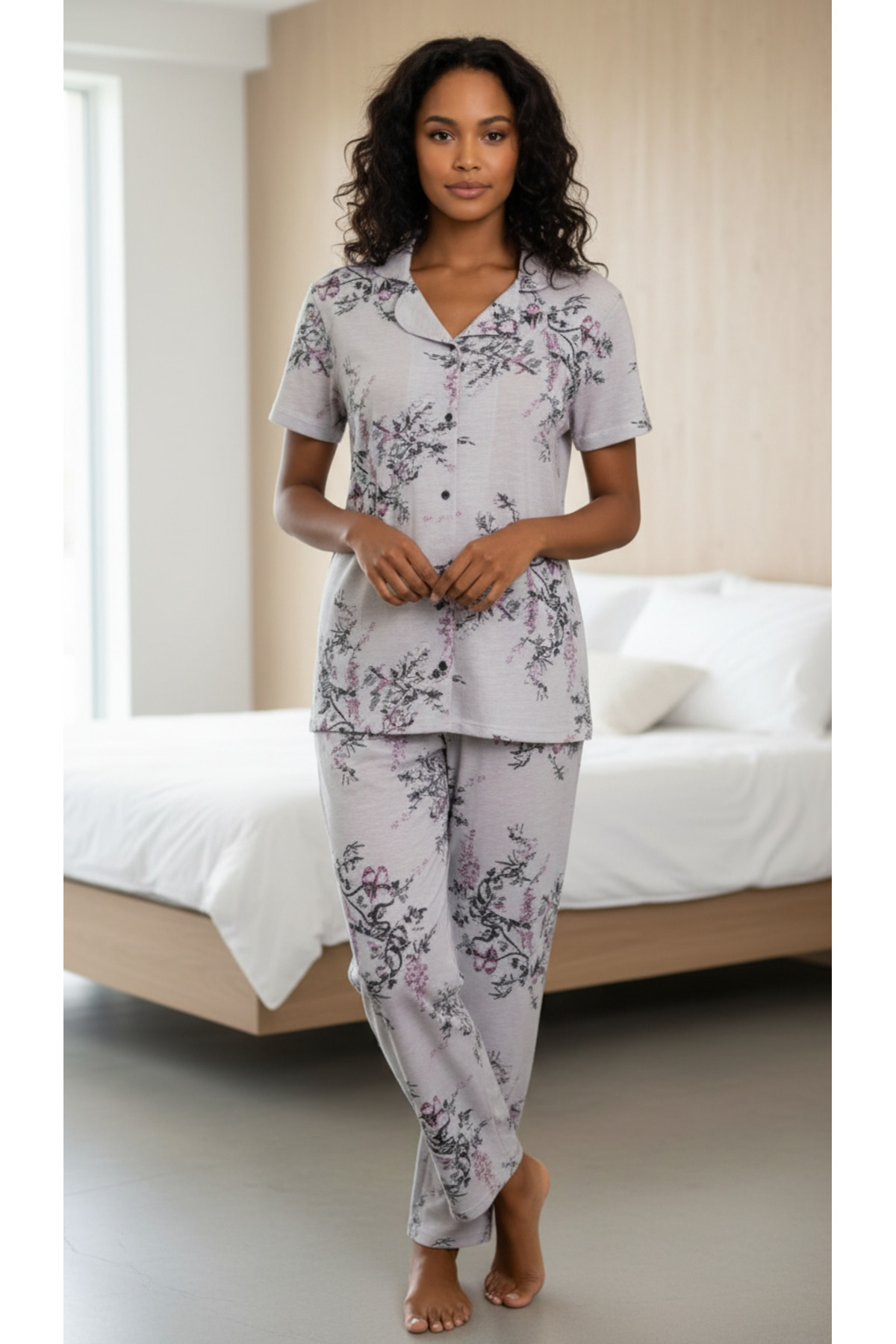 Sude HOMEWEAR Women's Short-Sleeve Pajama Set