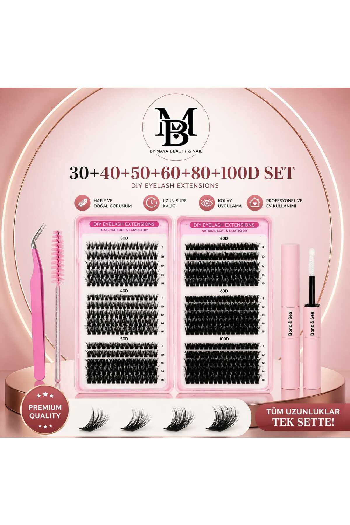 PİRAYE AKSESUAR DIY Kirpik - Takma Kirpik 600 Adet Kirpik Seti Kitap Model 30-40-50-60-80-100 D Farklı Boylar - Fiyatı, Yorumları
