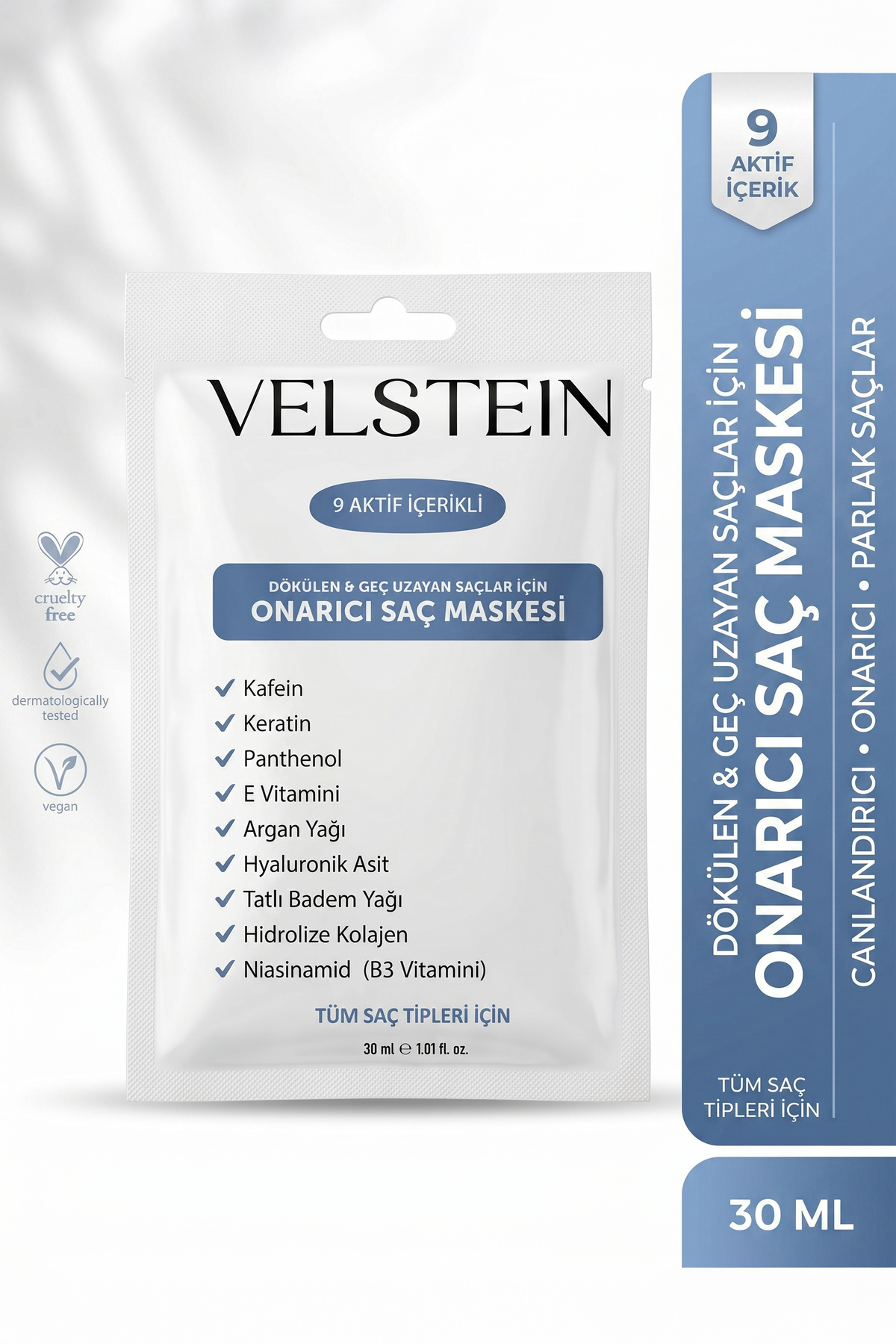 velstein 9 Aktifli Aşırı Yıpranmış Ve Dökülen Saçlar Için Hızlı Saç Uzatan Besleyici Onarıcı Saç Maskesi — 88765647