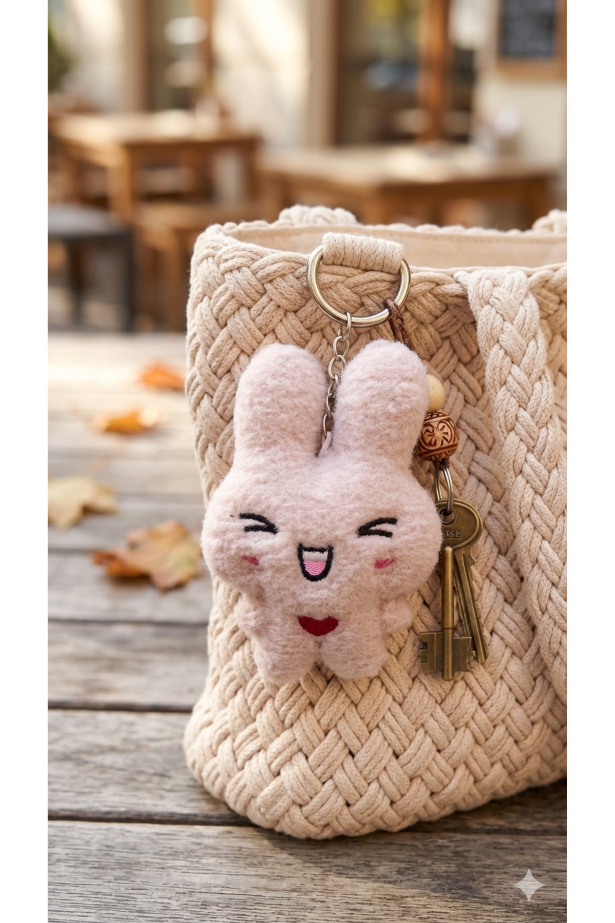 Cute Plush Rabbit Keychain Series - Heart & Smile Detail Bag Accessory Gift