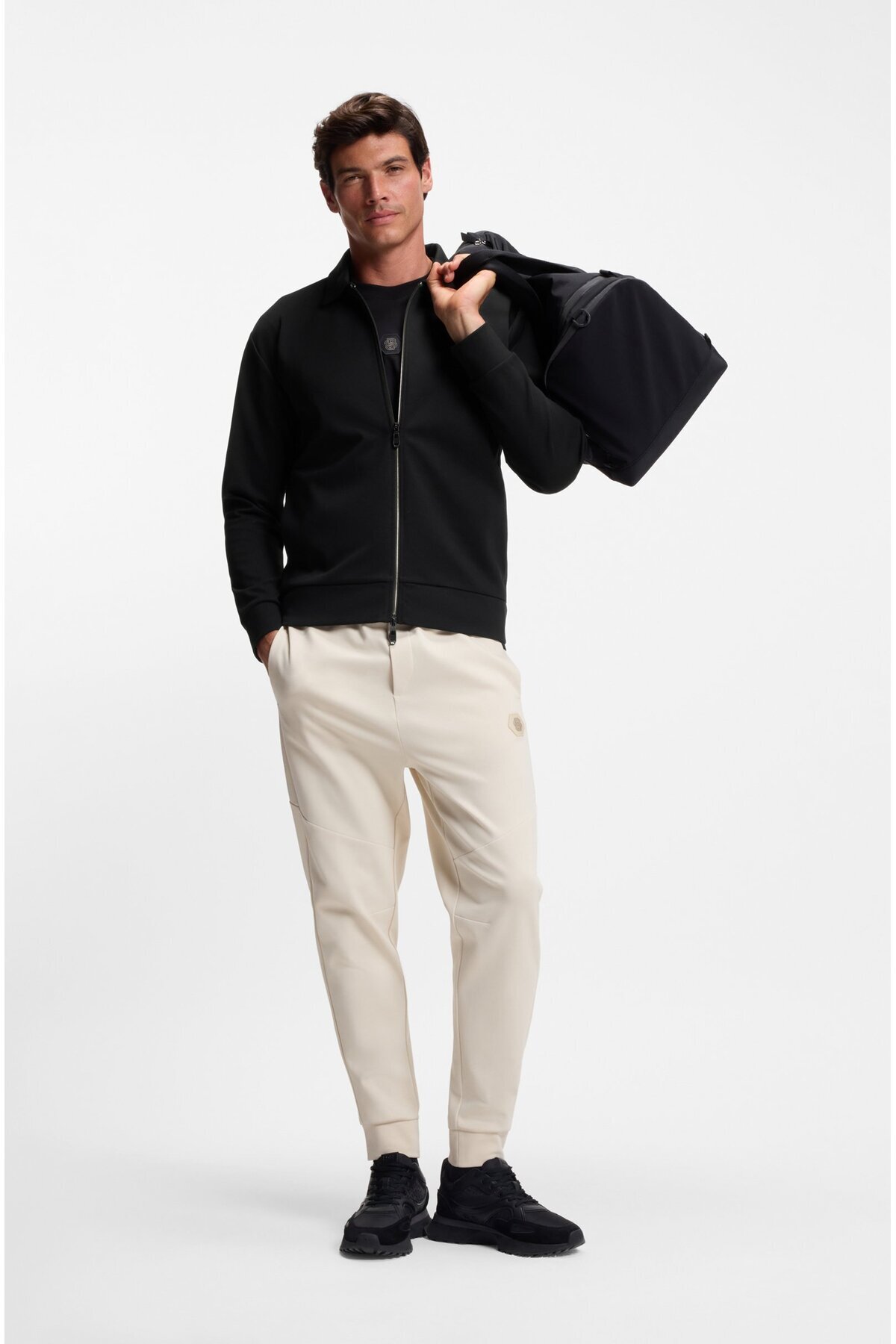 BOSS Pamuklu Relaxed Fit Ceket Yaka Logolu Fermuarlı Sweat Erkek SWEAT 50543881 001 görsel 2