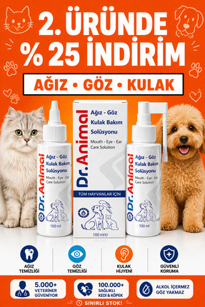 Dr. Animal Ağız, Göz, Kulak, Deri Bakım Solüsyonu 100 Ml
