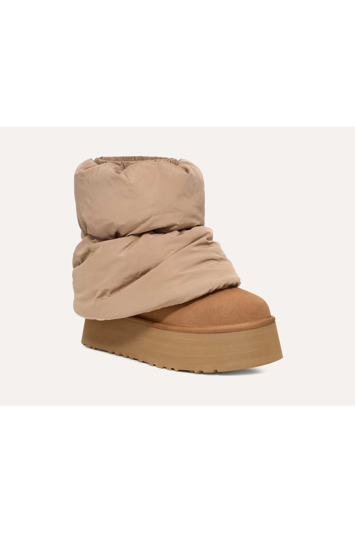 UGG Kadın Süet Topuk Dolgu Neopren Gövde Boğaz Kısmı Çorap Geçmeli Taba Bot & Bootie görsel 2