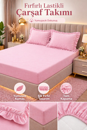Madame Home Fırfırlı Lastikli Çarşaf Takımı Fırfırlı Yastık Kılıfı – Pamuklu ...